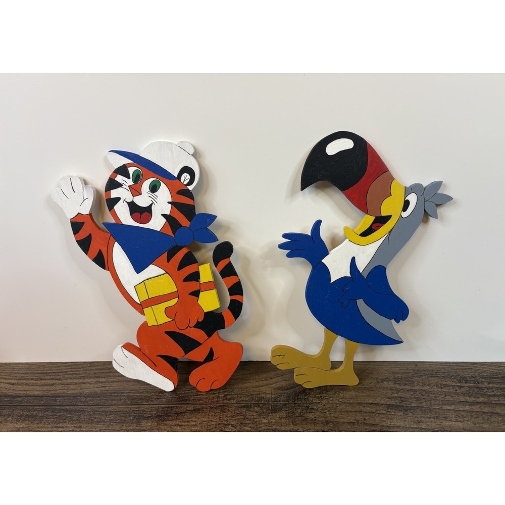Hand Painted Tony the Tiger Toucan Sam Wooden Decoration Magnets Or Wall Hang